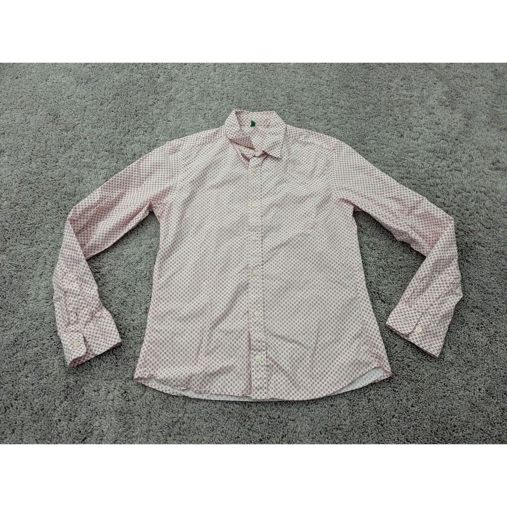 United Colors of Benetton Button Up Shirt Mens Medium Long Sleeve Floral‎ Pink